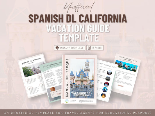 Spanish California Theme Park Guides for Clients, Spanish Travel Agent Template