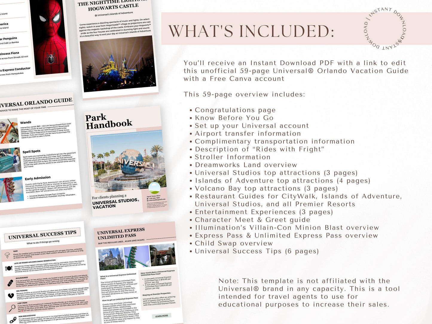 Universal Orlando Park Guides, Travel Agent Template