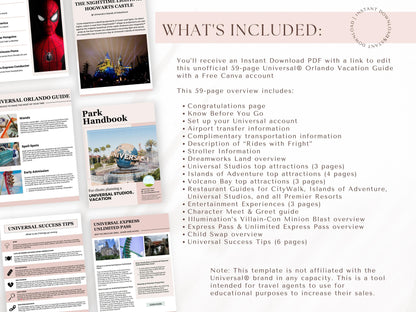 Universal Orlando Park Guides, Travel Agent Template