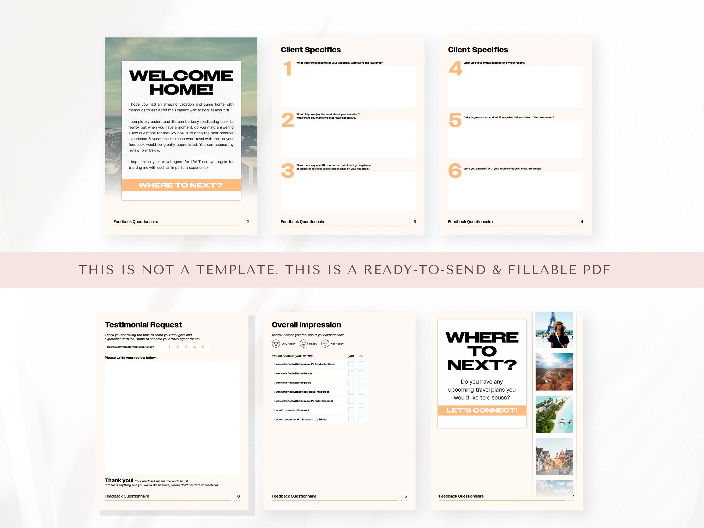 Resort Vacation Consultation & Feedback Forms Bundle, Travel Agent Forms