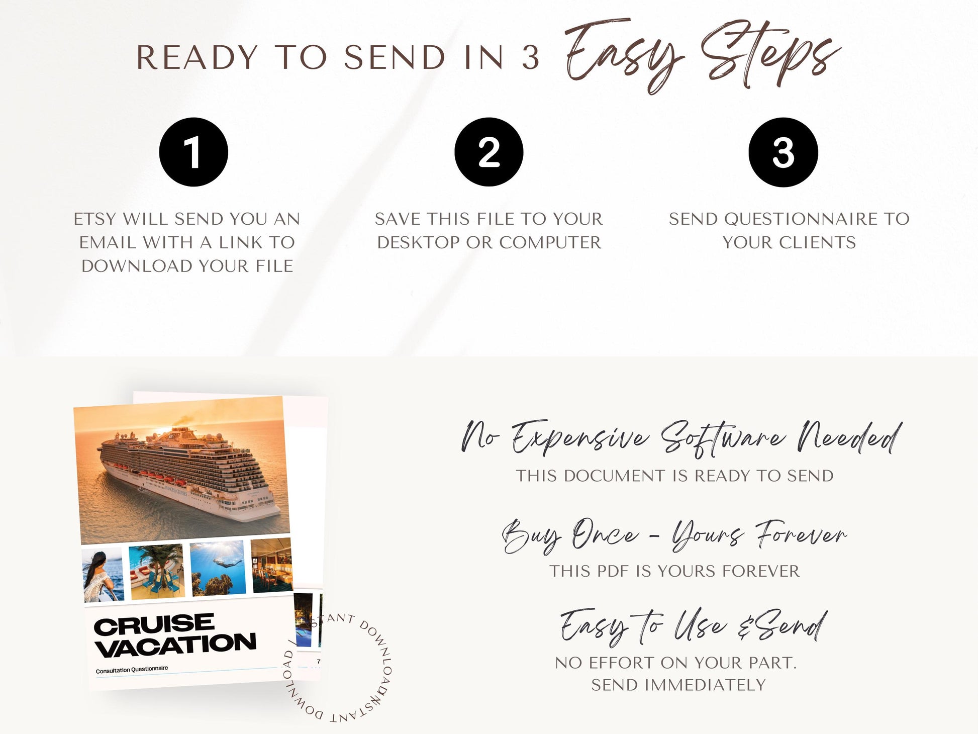 Cruise Vacation Consultation Questionnaire, Travel Agent Forms