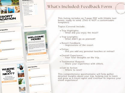 Resort Vacation Consultation & Feedback Forms Bundle, Travel Agent Forms