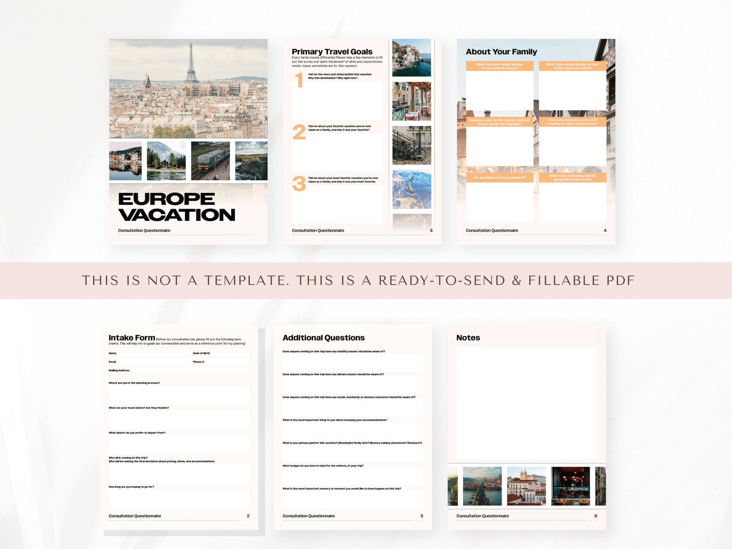 European Vacation Consultation Questions, Travel Agent Forms