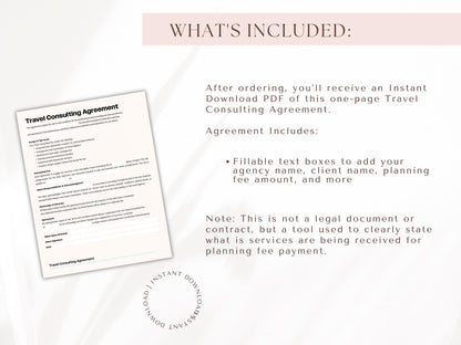 Travel Agent Planning Fee Agreement