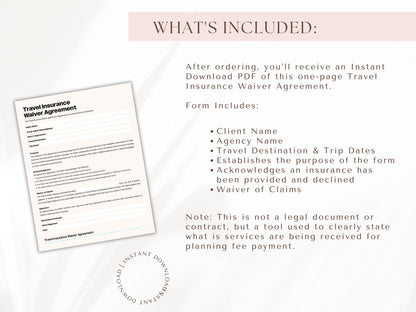 Travel Agent Insurance Waiver Form