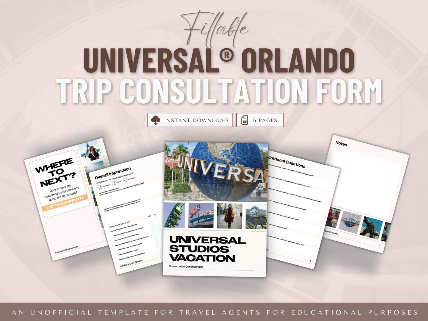 Universal Travel Agent Starter Kit, Universal Template, Universal Studios Shirt