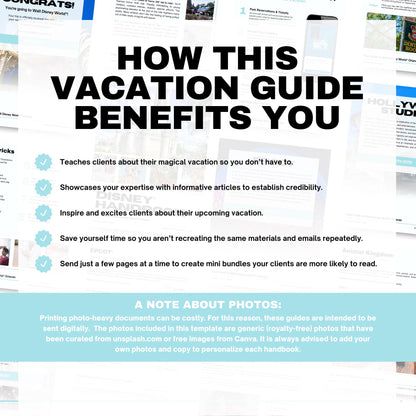 Travel Agent WDW Vacation Guide Template, Travel Agent Template