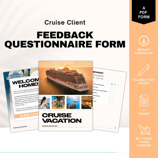 Cruise Vacation Feedback Questionnaire, Travel Agent Forms