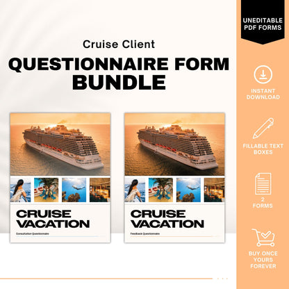 Cruise Vacation Form Bundle, Travel Agent Forms