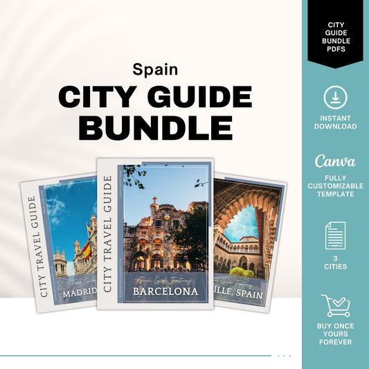 Spain City Guide Bundle, Travel Agent Template, Spain Travel Guides