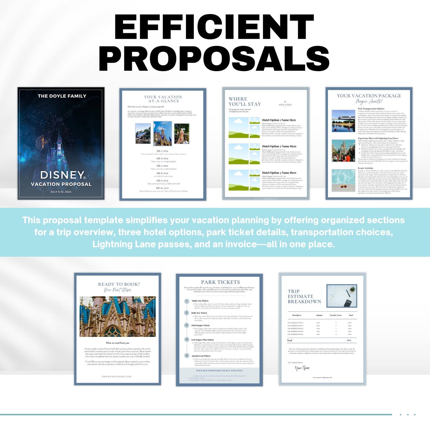 Simple WDW Travel Agent Proposal Template, Travel Agent Itinerary Template