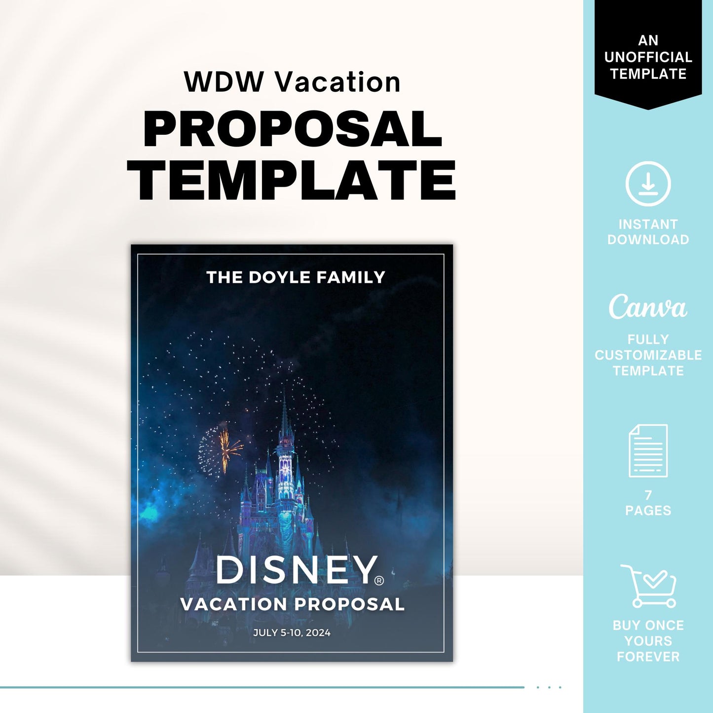 Simple WDW Travel Agent Proposal Template, Travel Agent Itinerary Template