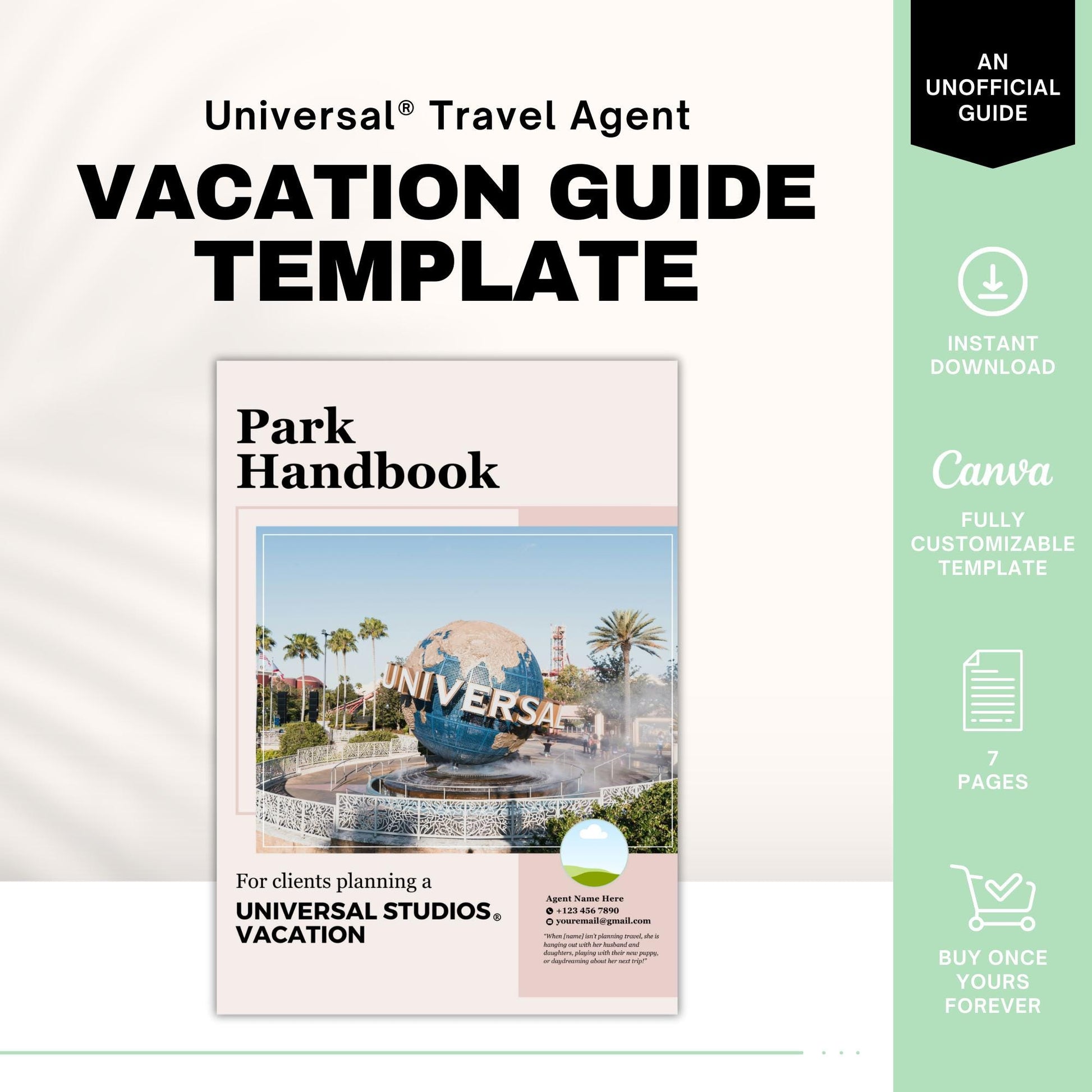 Universal Orlando Park Guides, Travel Agent Template