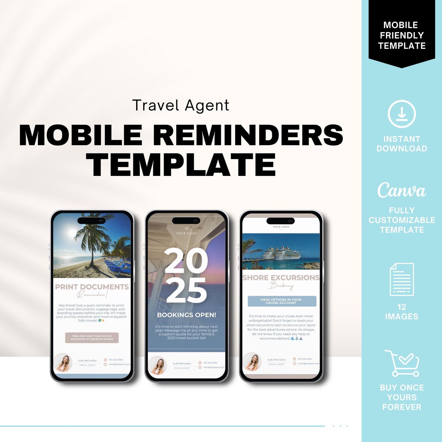 Travel Agent Mobile Reminders, Digital Business Card