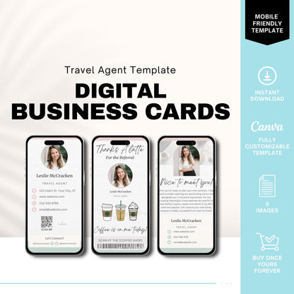 Travel Agent Digital Business Cards, Digital Business Card