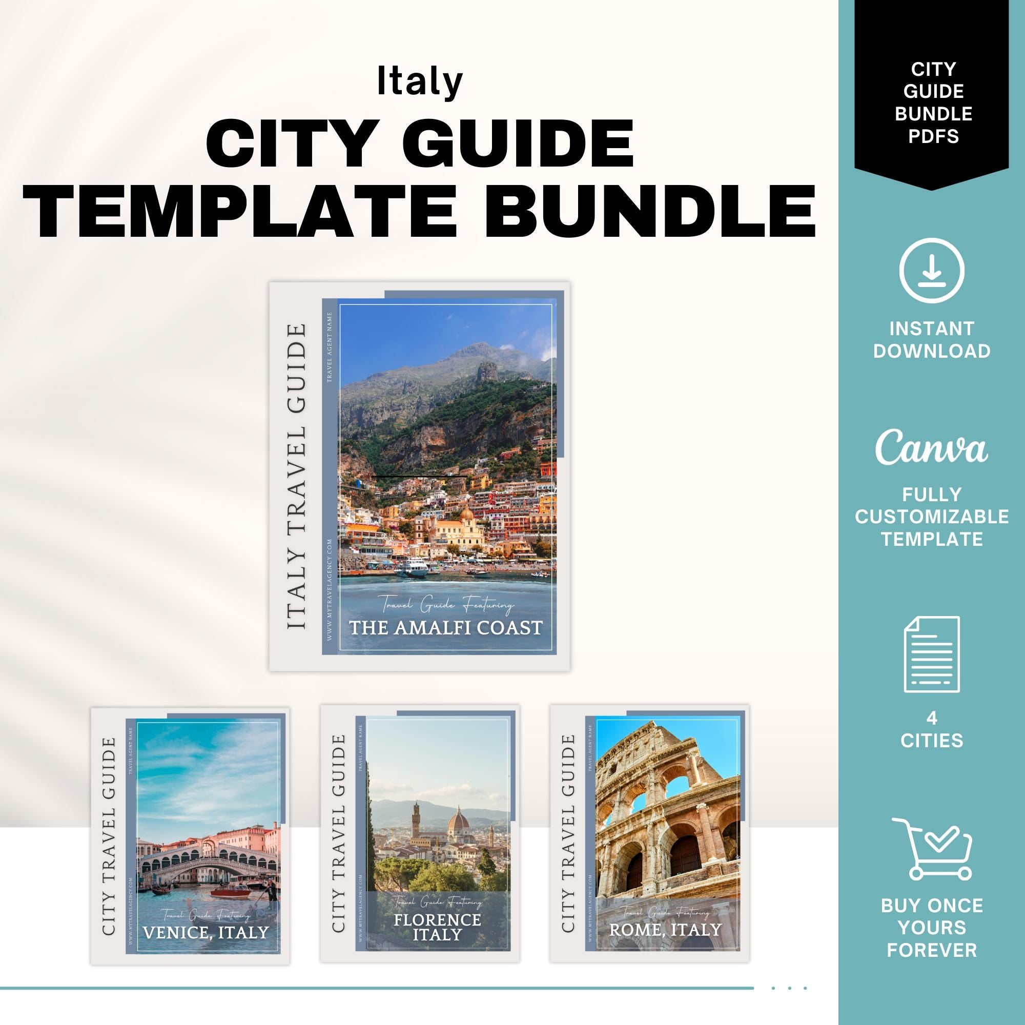 Italy City Guide Bundle, Travel Agent Template, Italy Travel Guides