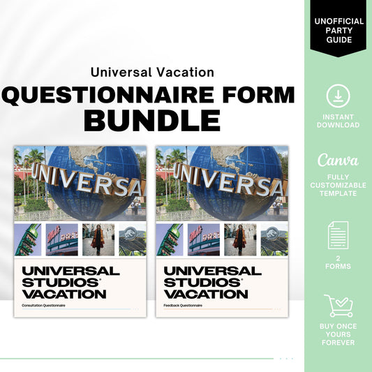 Universal Vacation Consultation & Feedback Form Bundle, Travel Agent Forms