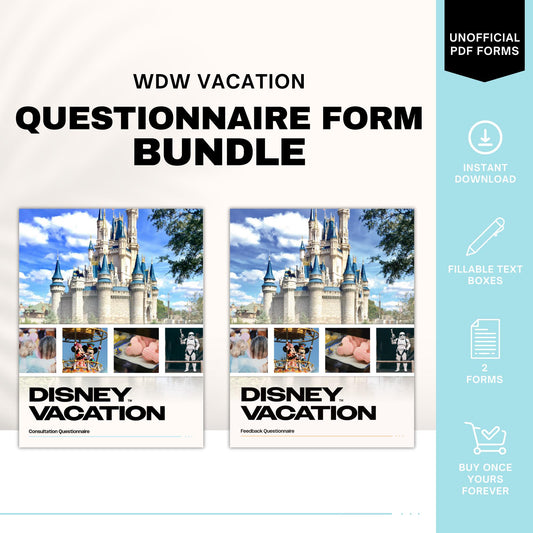 WDW Vacation Consultation & Feedback Form Bundle, Travel Agent Forms