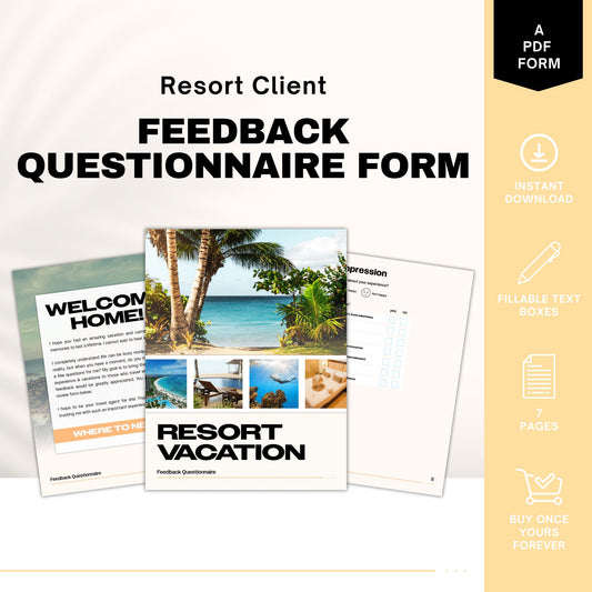 Resort Vacation Feedback Questionnaire, Travel Agent Forms