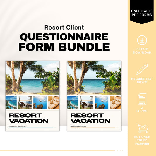 Resort Vacation Consultation & Feedback Forms Bundle, Travel Agent Forms