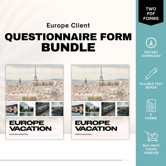 European Vacation Forms Bundle, Travel Agent Forms