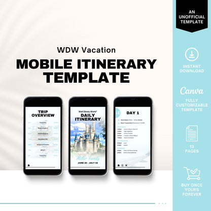 WDW Mobile Travel Itinerary, DIY Travel Itinerary