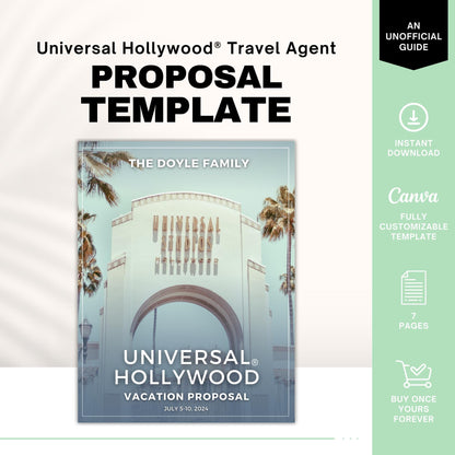 Simple Universal Hollywood Travel Agent Proposal Template, Travel Agent Itinerary Template