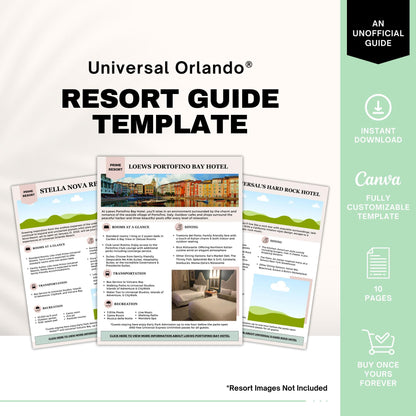 Universal Resort Guide, Travel Agent Template