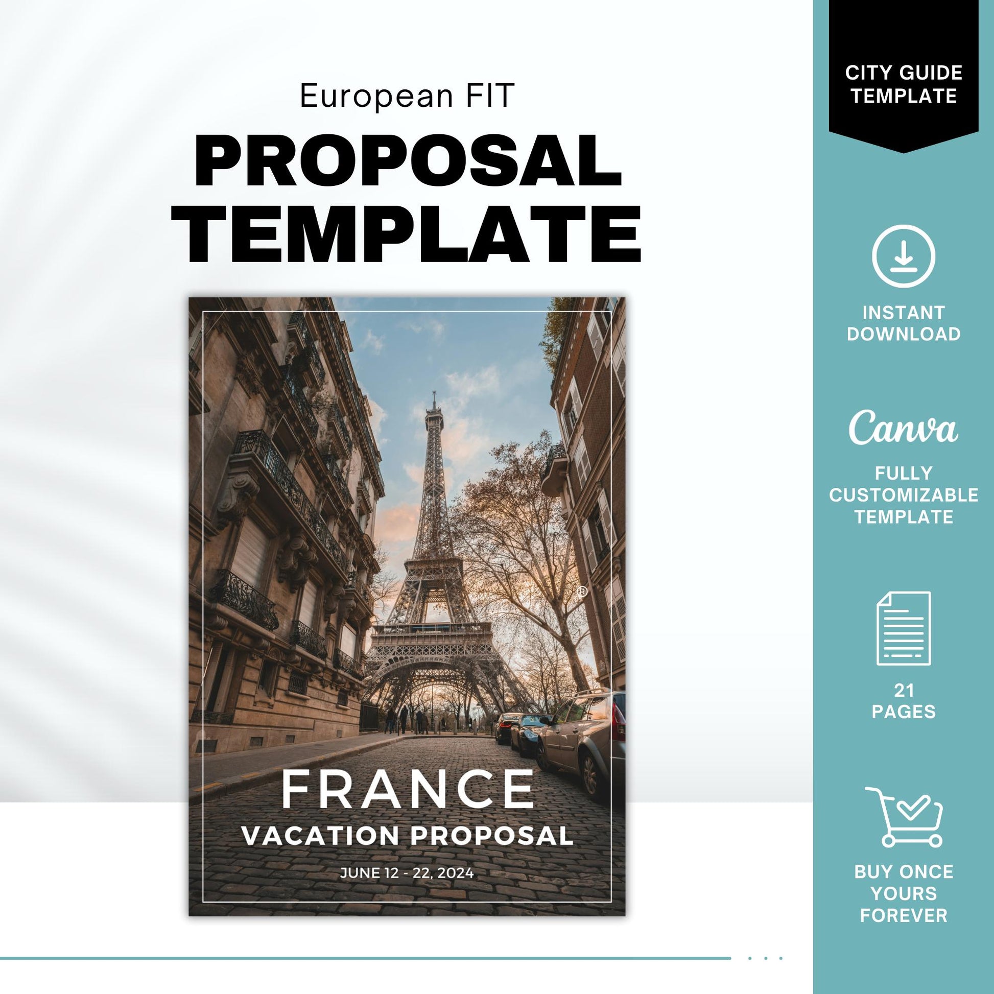 France Vacation Proposal Template, Paris Travel Proposal, Travel Agent Europe Itinerary