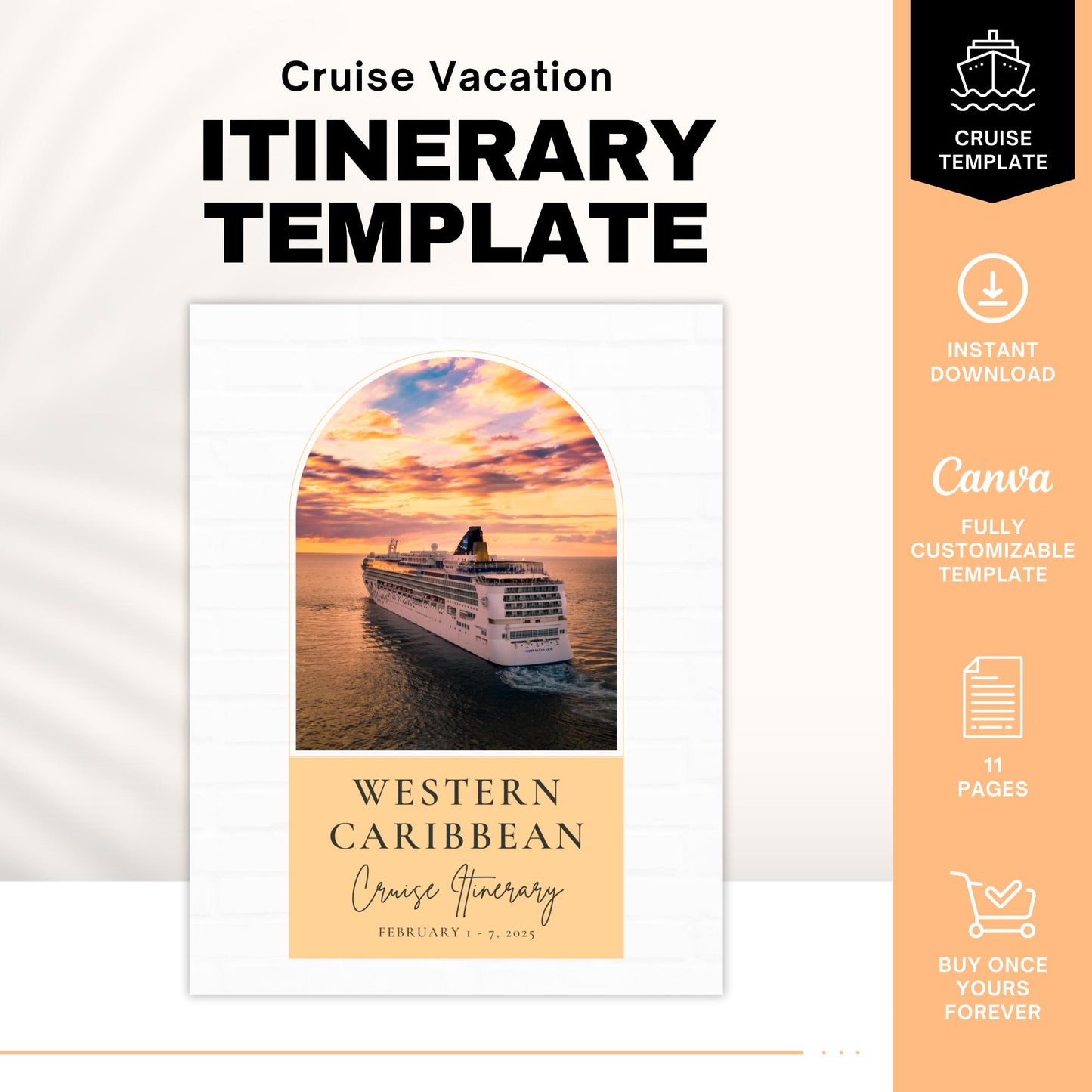 Cruise Vacation Itinerary Template, Travel Itinerary Template