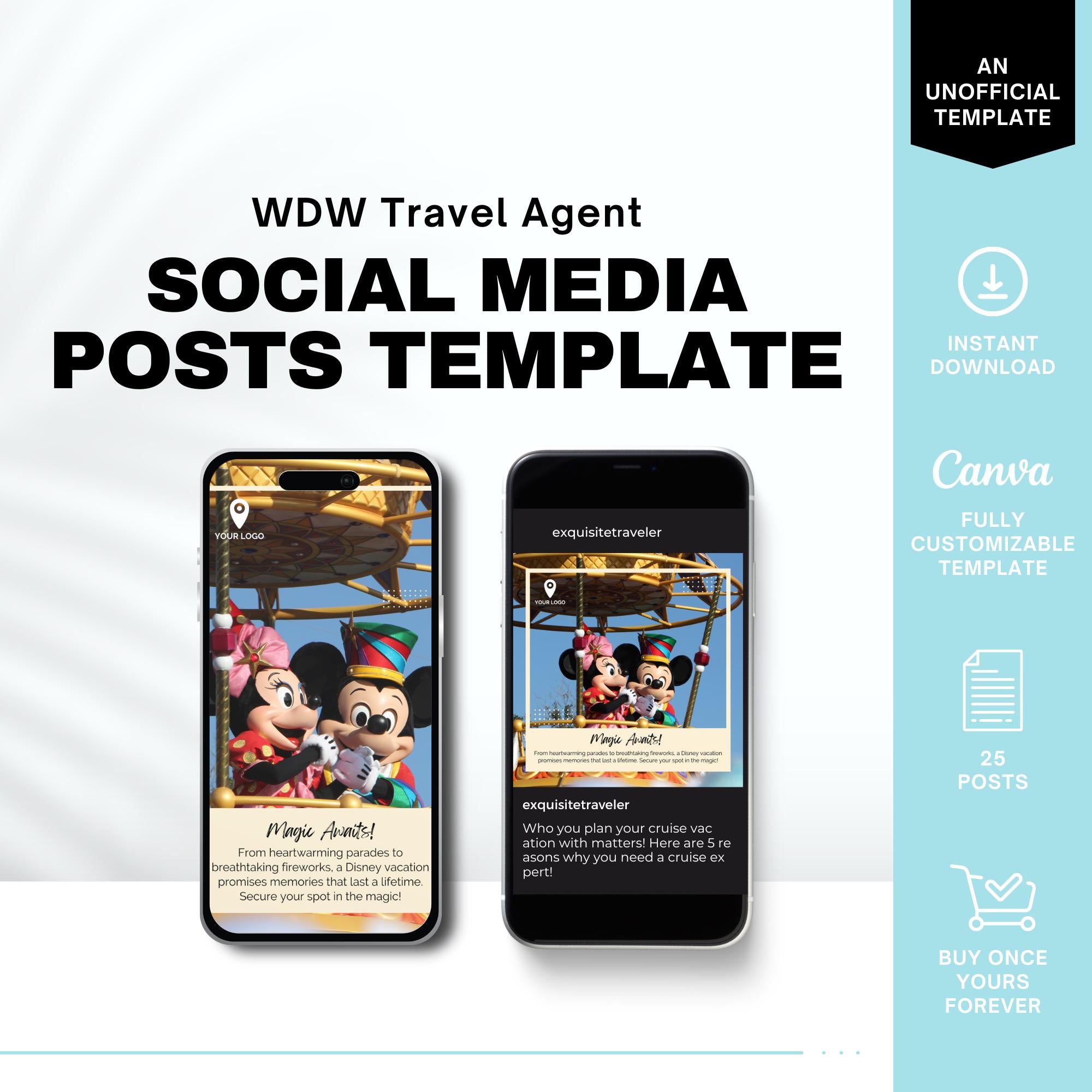 Disney Travel Agent Social Media Bundle | 25+ Canva Templates