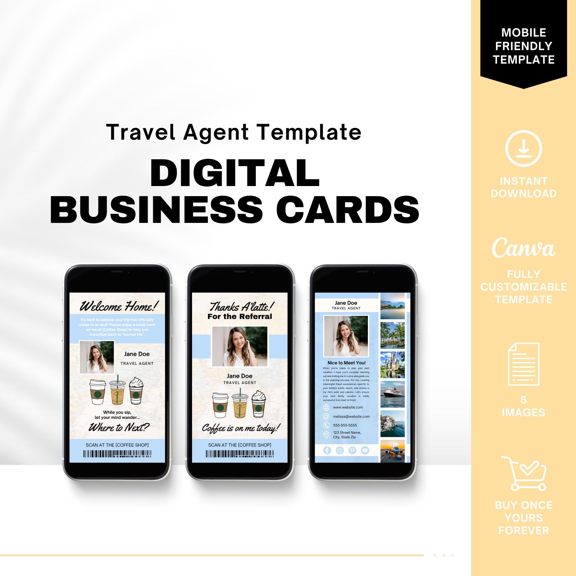 Travel Agent Digital Business Cards, Digital Business Card