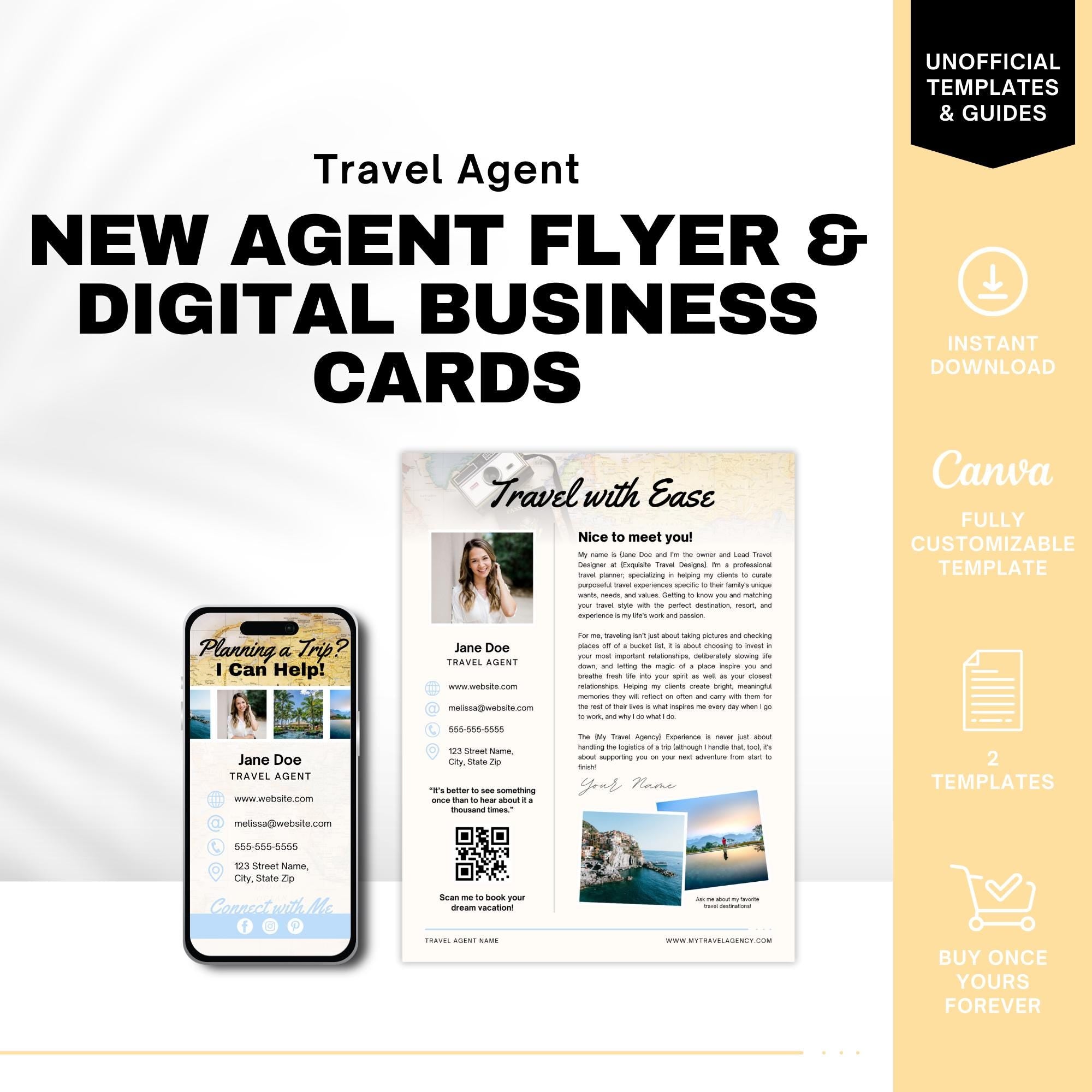 Travel Agent Announcement & Promo Flyer Template - Canva Ready