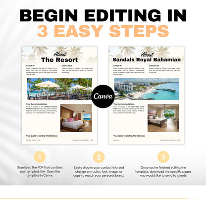 Bahamas Resort Handbook Template, Travel Agent Template, Resort Guide