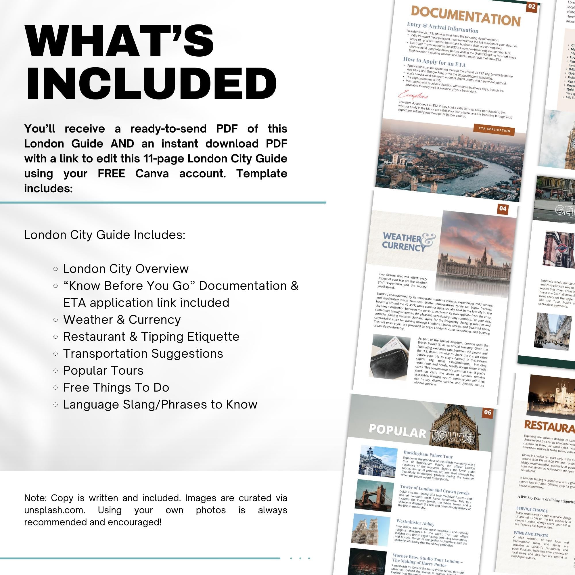 London Travel Agent City Guide Template | Canva Template Link