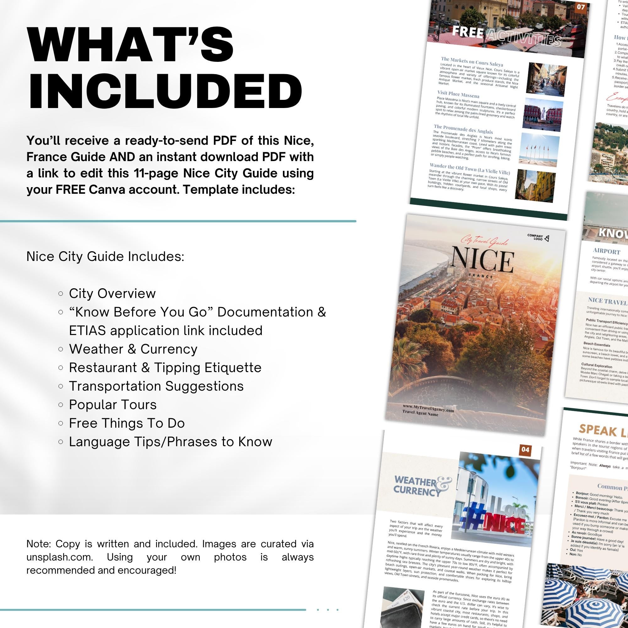 Nice, France Travel Agent City Guide Template | Editable Template
