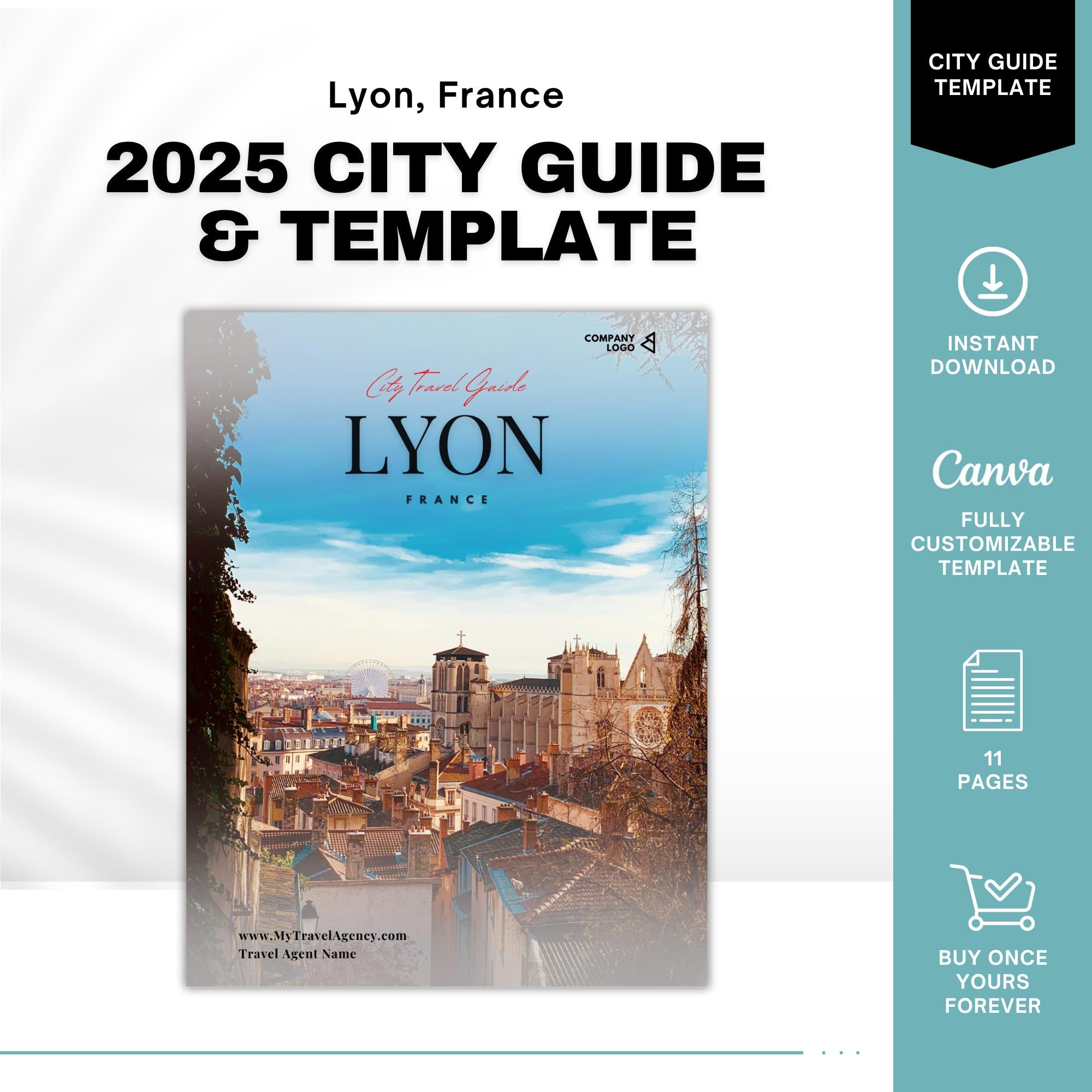 Lyon Travel Agent City Guide Template | Professional Template
