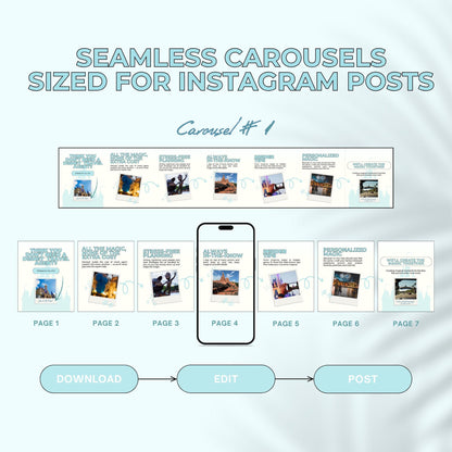 Travel Agent Carousel Templates: Travel Agent Social Media (Canva Editable)