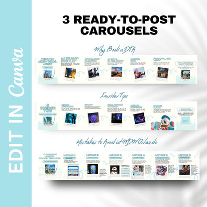 Travel Agent Carousel Templates: Travel Agent Social Media (Canva Editable)