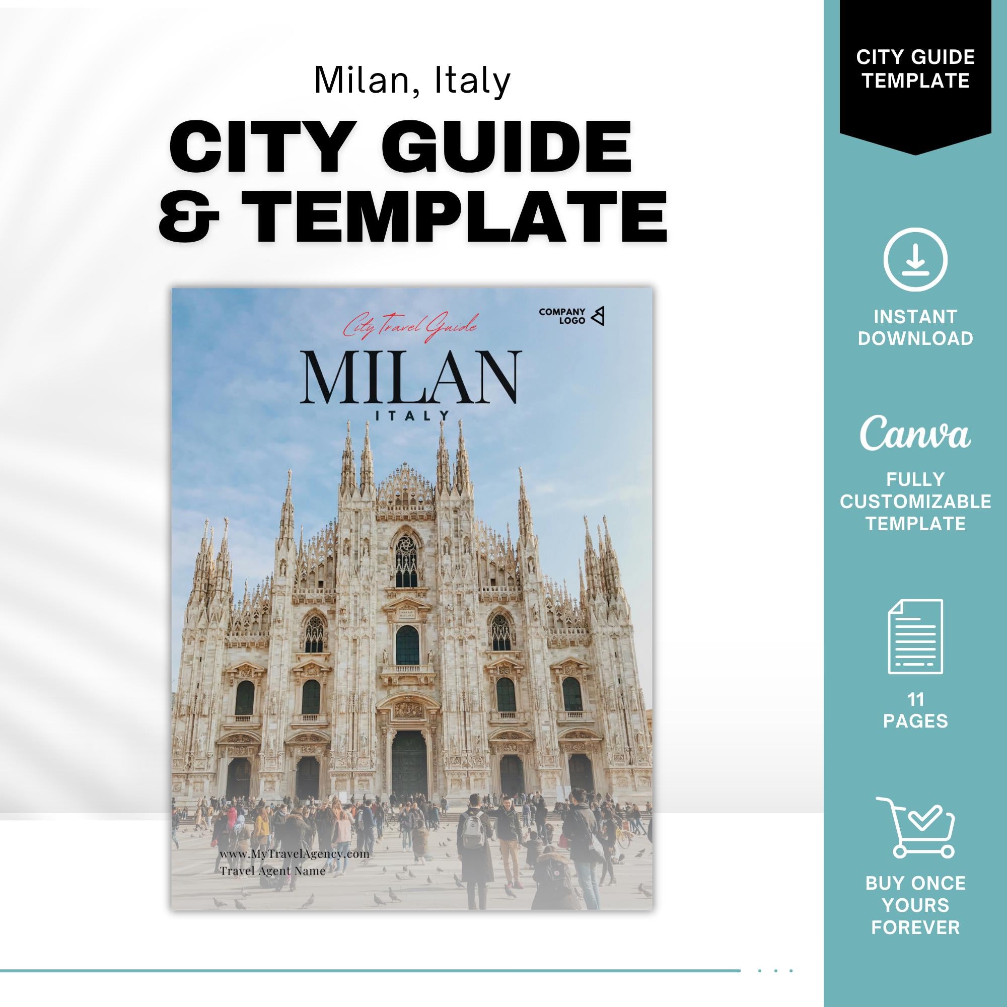 Milan Italy City Guide, Travel Agent Template, Italy Travel Guide