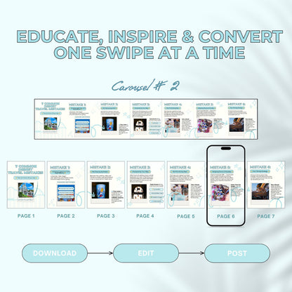 Travel Agent Carousel Templates: Travel Agent Social Media (Canva Editable)