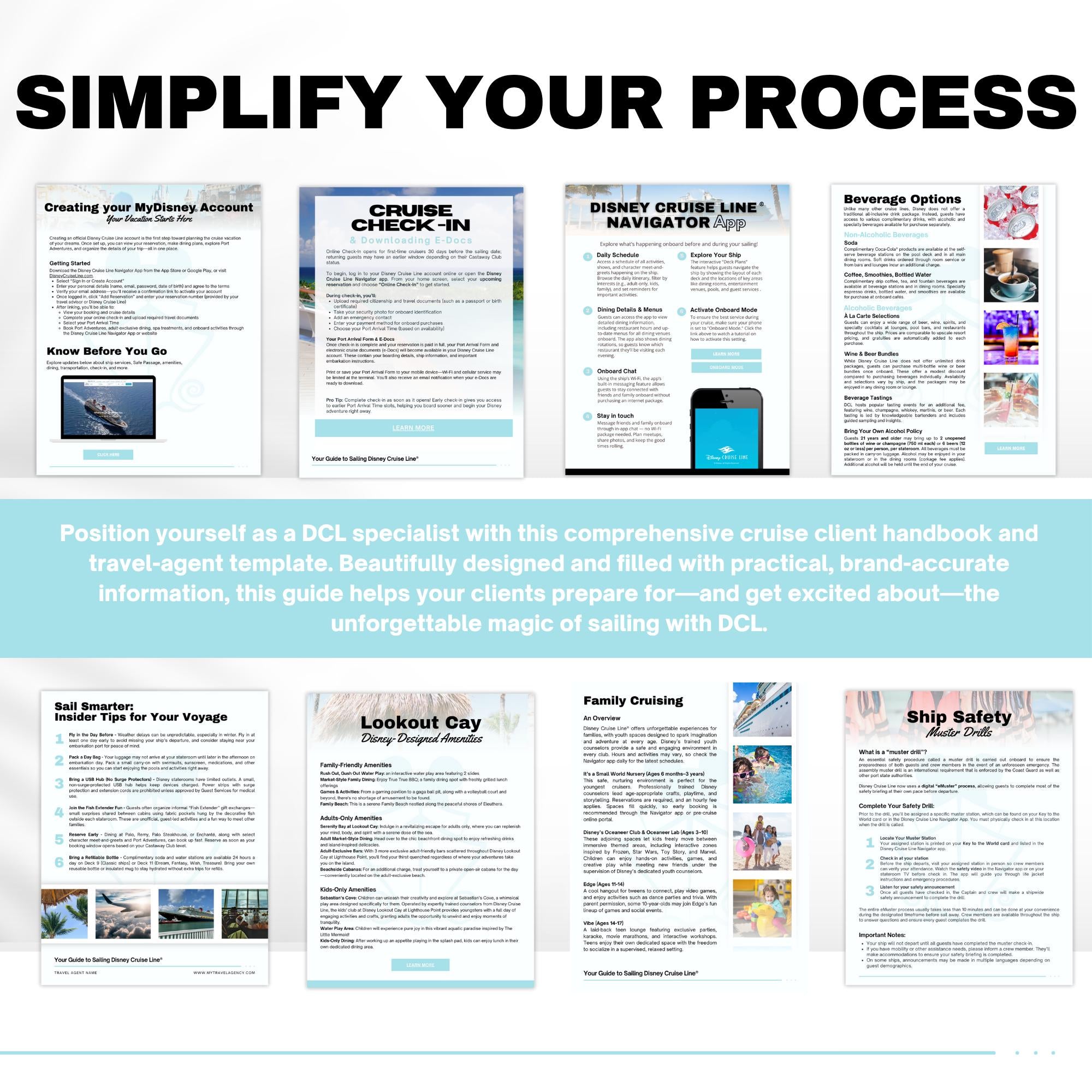 DCL Cruise Line Client Handbook - 94pg Travel Agent Template