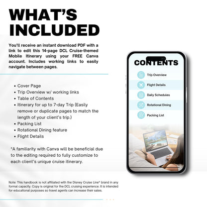 DCL Cruise Mobile Travel Itinerary, DIY Travel Itinerary