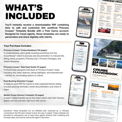 Unofficial Princess Cruises Agent Essentials Template Bundle, Travel Agent Template, Princess Cruises Planner & Handbook
