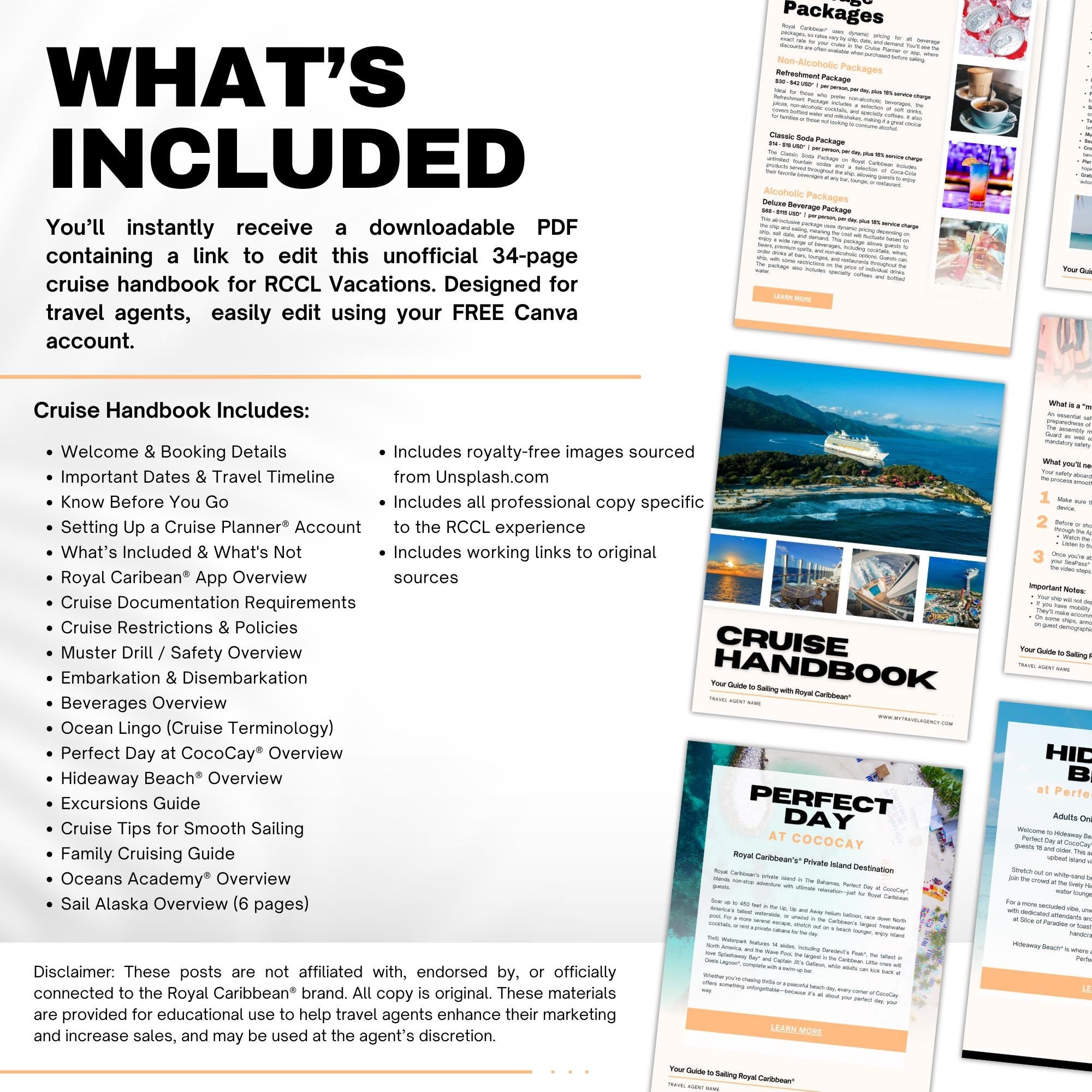 Royal Caribbean Cruise Planner - 33pg Travel Agent Guide