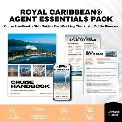 RCCL Agent Essentials Template Bundle, Travel Agent Template, RCCL Cruise Planner & Handbook