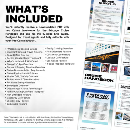 DCL Cruise Line Client Handbook - 94pg Travel Agent Template