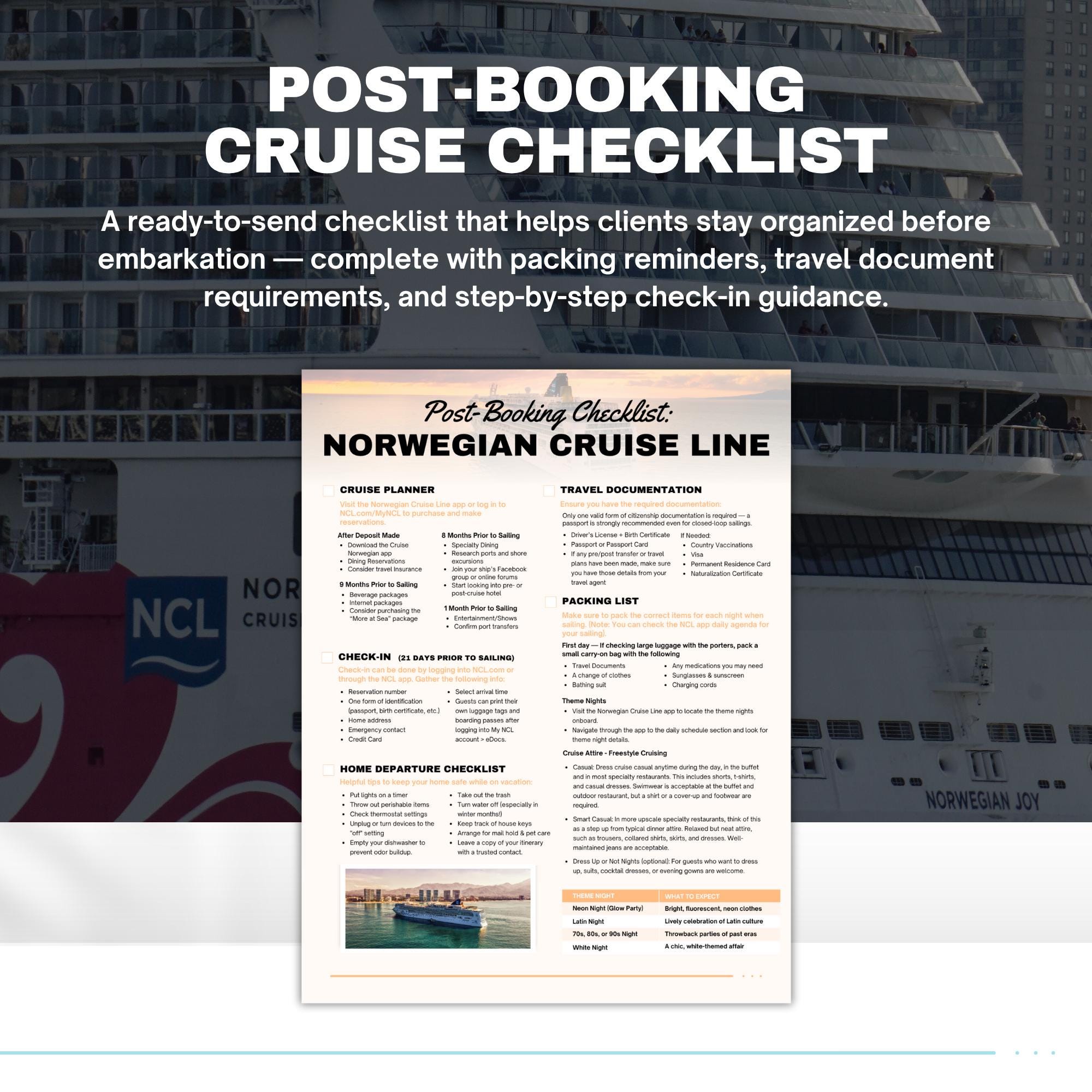 NCL Agent Essentials Template Bundle, Travel Agent Template, NCL Cruise Planner & Handbook