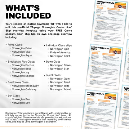 NCL Cruise Ship Guide, Travel Agent Template