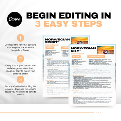 NCL Cruise Ship Guide, Travel Agent Template